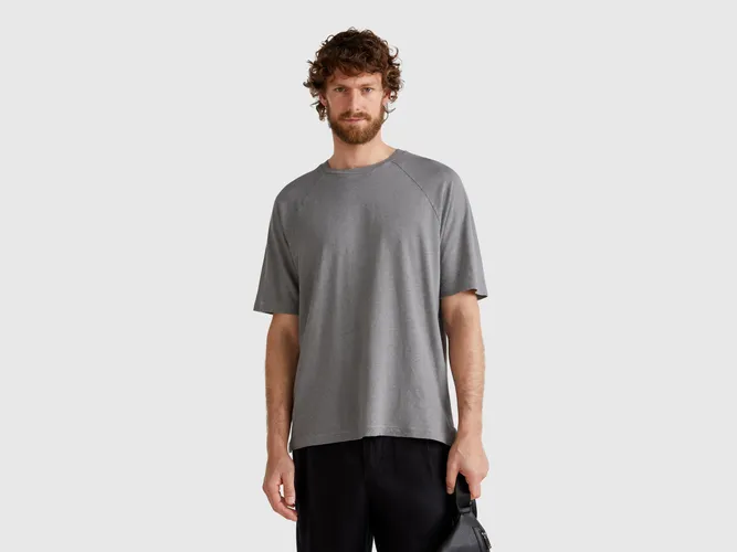 Benetton, T-shirt En Lin Mélangé, taille XXL, Gris - United Colors of Benetton - Modalova