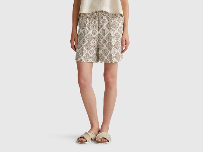 Benetton, Short En Lin Imprimé, taille L, - United Colors of Benetton - Modalova