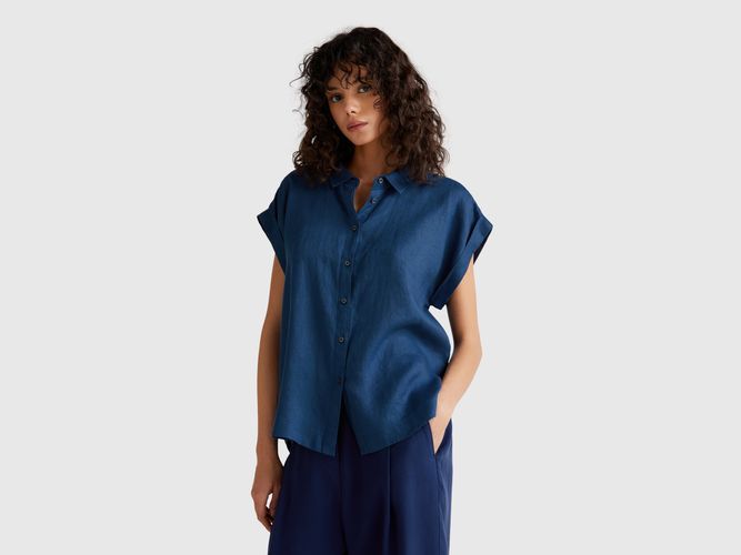Benetton, Chemise Coupe Classique En Pur Lin, taille L, Bleu Horizon - United Colors of Benetton - Modalova