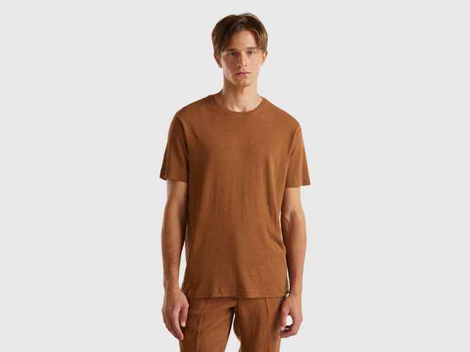 Benetton, T-shirt En Lin Mélangé, taille XXL, Marron - United Colors of Benetton - Modalova