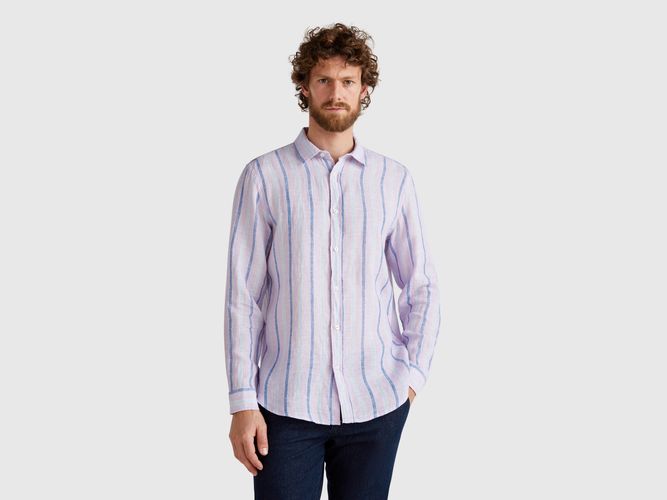 Benetton, Chemise Rayée Lilas En Pur Lin, taille XXL, Lilas - United Colors of Benetton - Modalova