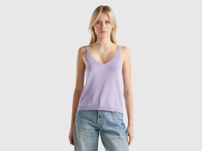 Benetton, Haut À Col En V Et Lurex, taille L, Lilas - United Colors of Benetton - Modalova