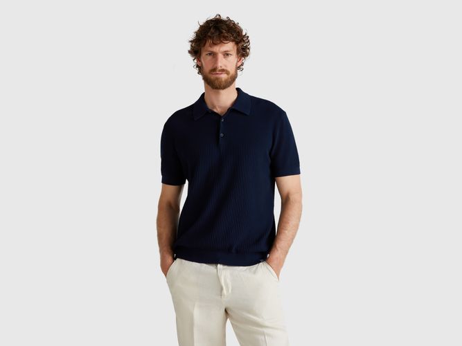 Benetton, Polo Tricoté À Manches Courtes, taille L, Bleu Foncé - United Colors of Benetton - Modalova