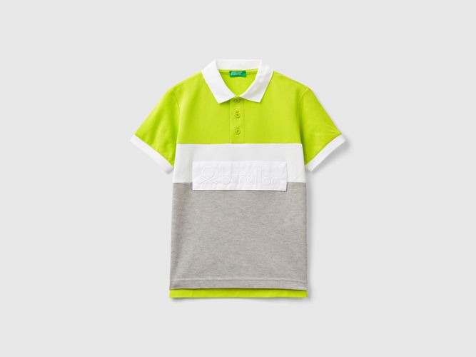 Benetton, Polo Color Block In Cotone Bio, taglia 2XL, , Bambini - United Colors of Benetton - Modalova