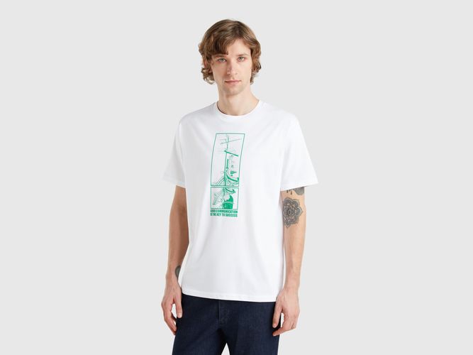 Benetton, T-shirt Avec Imprimé En Coton Biologique, taille XXL, Blanc - United Colors of Benetton - Modalova