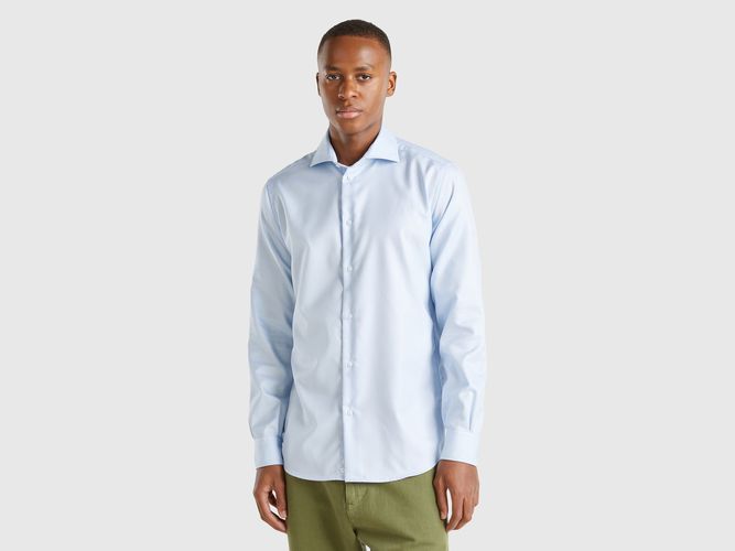 Benetton, Chemise Ajustée En Coton Mélangé, taille XXL, Bleu Clair - United Colors of Benetton - Modalova