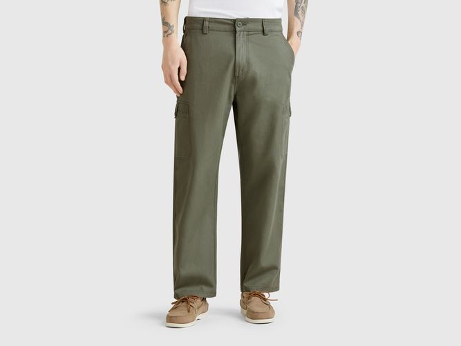 Benetton, Pantalon Cargo En Lin Mélangé, taille 44, Kaki - United Colors of Benetton - Modalova