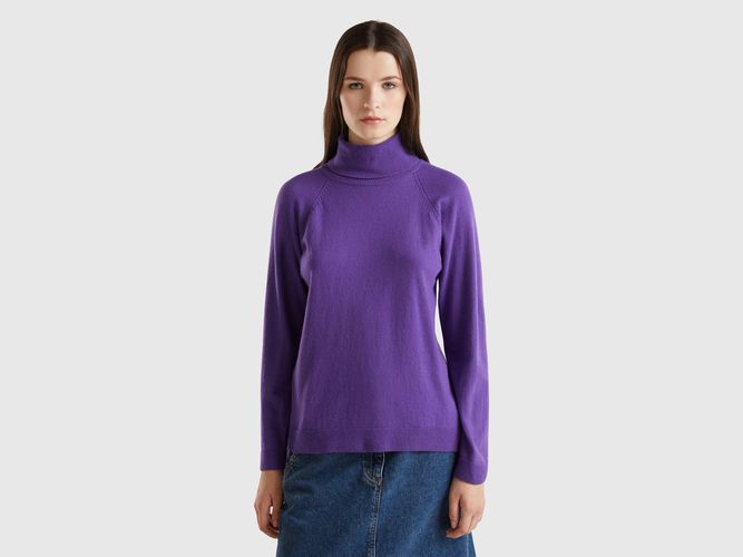 Benetton, Pull Col Montant Violet En Mélange De Laine Et De Cachemire, taille L - United Colors of Benetton - Modalova