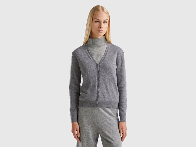 Benetton, Gilet Gris À Col En V En Pure Laine Mérinos, taille L, Gris Foncé - United Colors of Benetton - Modalova