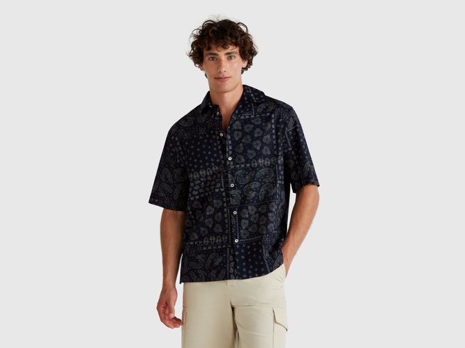 Benetton, Chemise À Motifs À Manches Courtes, taille XXL, Bleu Foncé - United Colors of Benetton - Modalova