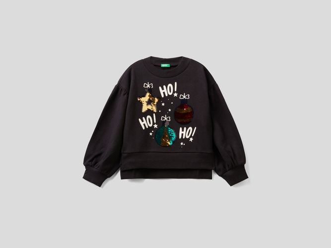 Benetton, Calda Felpa Natalizia, taglia 2XL, Nero, Bambini - United Colors of Benetton - Modalova