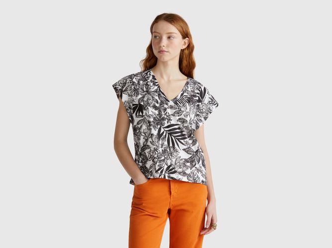Benetton, T-shirt À Imprimé Fleuri, taille L, Noir - United Colors of Benetton - Modalova