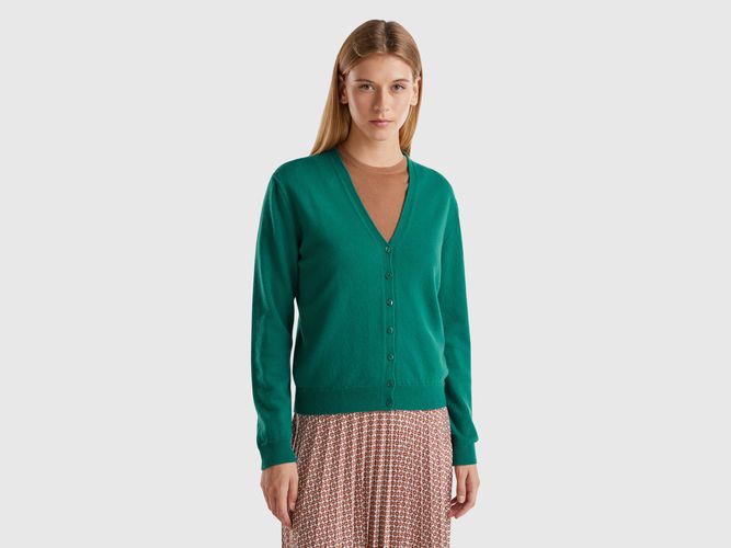 Benetton, Gilet Col En V Vert Forêt En Pure Laine Mérinos, taille S, Vert Foncé - United Colors of Benetton - Modalova