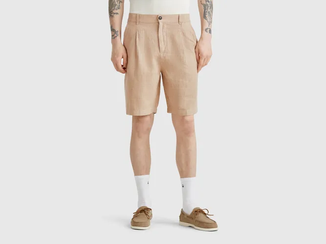 Benetton, Short Rayé En Lin Mélangé, taille 44, - United Colors of Benetton - Modalova