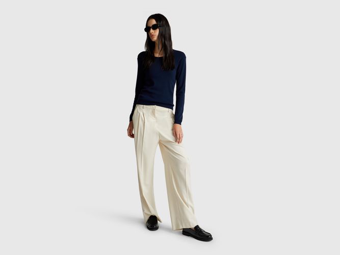 Benetton Online exclusive, Pull Col Rond En Pur Coton, taille L, Bleu Foncé - United Colors of Benetton - Modalova