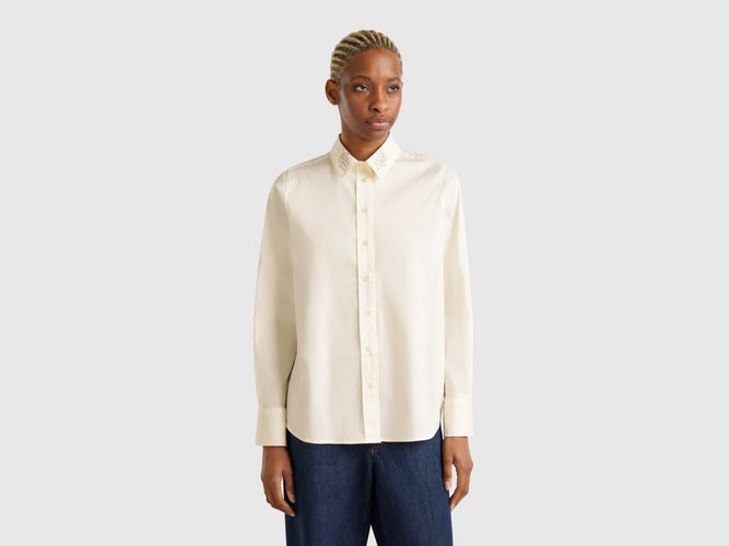 Benetton, Chemise À Col Brodé, taille L, Crème - United Colors of Benetton - Modalova