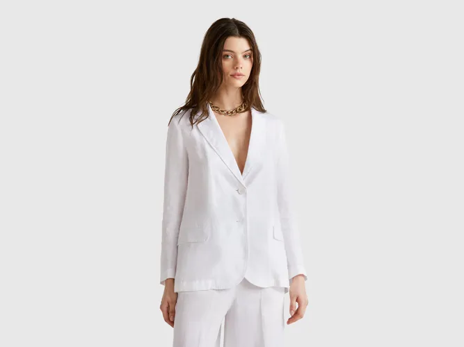 Benetton, Blazer En Pur Lin, taille, Blanc - United Colors of Benetton - Modalova