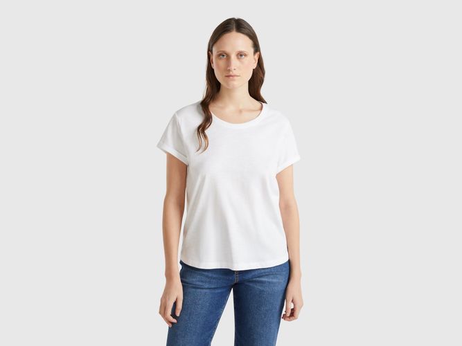 Benetton, T-shirt À Manches Courtes En Coton Léger, taille L, Blanc - United Colors of Benetton - Modalova