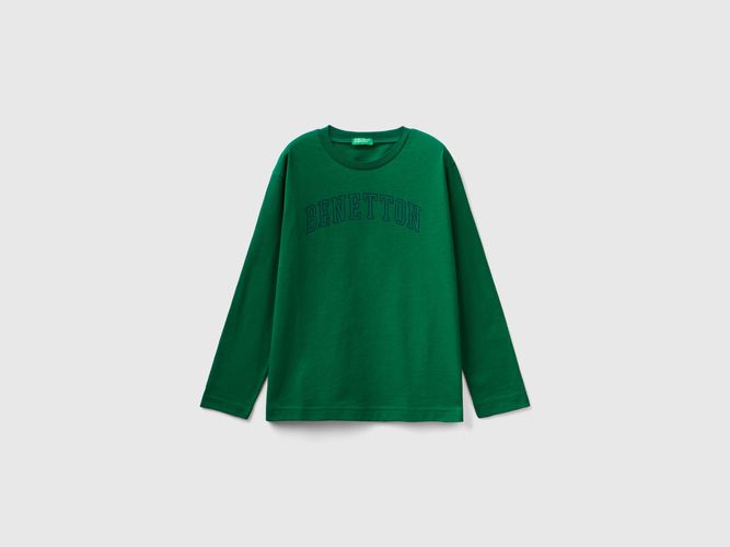 Benetton, T-shirt Manica Lunga Con Logo, taglia S, Verde, Bambini - United Colors of Benetton - Modalova