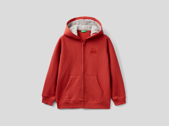 Benetton, Calda Felpa Con Zip E Cappuccio, taglia 2XL, Rosso, Bambini - United Colors of Benetton - Modalova