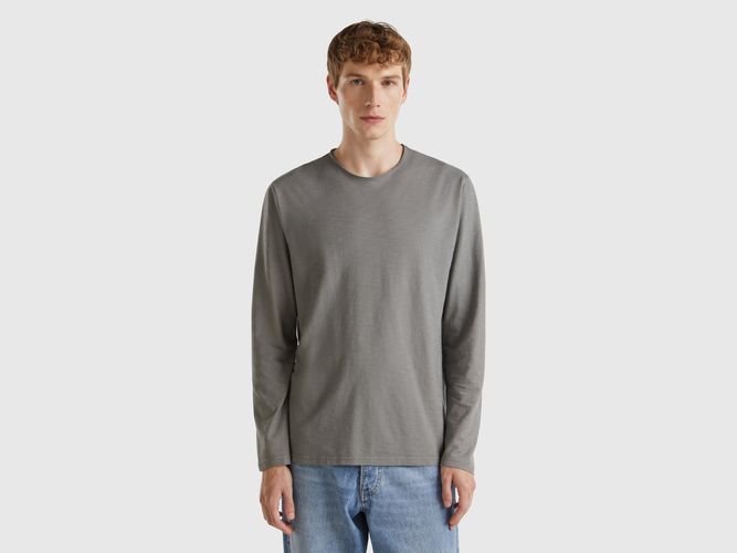 Benetton, T-shirt À Manches Longues En 100% Coton, taille XXL, Gris Foncé - United Colors of Benetton - Modalova