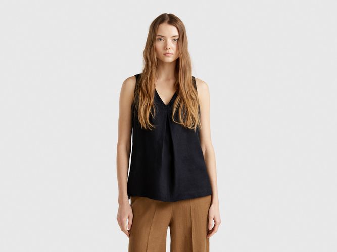 Benetton, Blouse Sans Manches En Pur Lin, taille L, Noir - United Colors of Benetton - Modalova