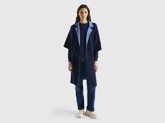 Benetton, Manteau Ouvert Réversible, taille M-L, Bleu Foncé - United Colors of Benetton - Modalova