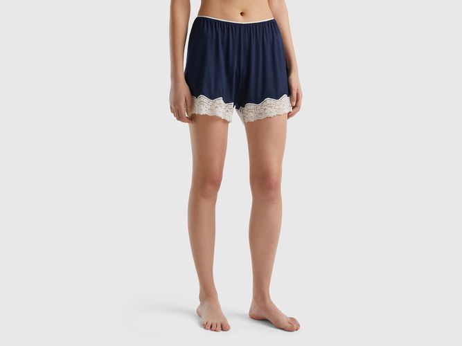 Benetton, Short Fluide À Dentelle, taille L, Bleu Foncé - United Colors of Benetton - Modalova