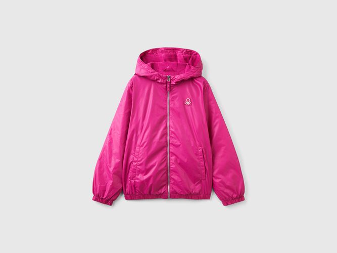 Benetton, Giubbino Lucido Con Zip E Cappuccio, taglia L, Fucsia, Bambini - United Colors of Benetton - Modalova