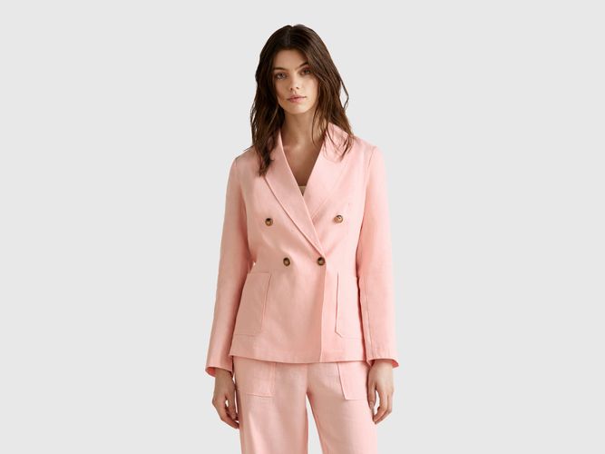 Benetton, Veste Croisée En Pur Lin, taille, Rose Pâle - United Colors of Benetton - Modalova