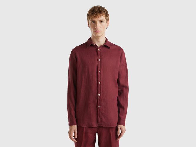 Benetton, Chemise En Pur Lin, taille XXL, Bordeaux - United Colors of Benetton - Modalova