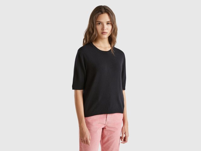 Benetton, Pull Noir À Manches Courtes En Pure Laine Mérinos, taille M, Noir - United Colors of Benetton - Modalova