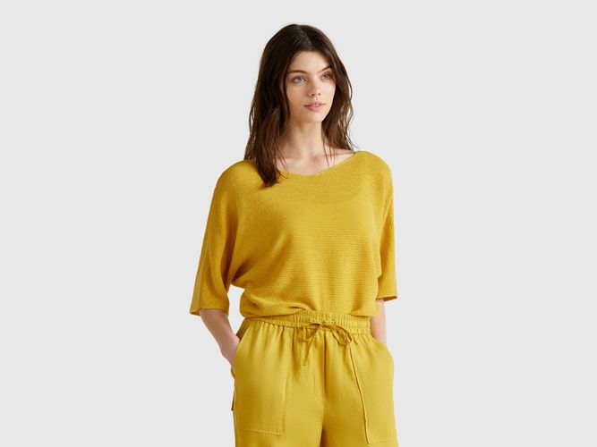 Benetton, Pull Court Réversible, taille L, Moutarde - United Colors of Benetton - Modalova