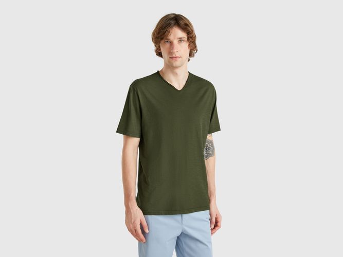Benetton, T-shirt 100% Coton Avec Col V, taille L - United Colors of Benetton - Modalova