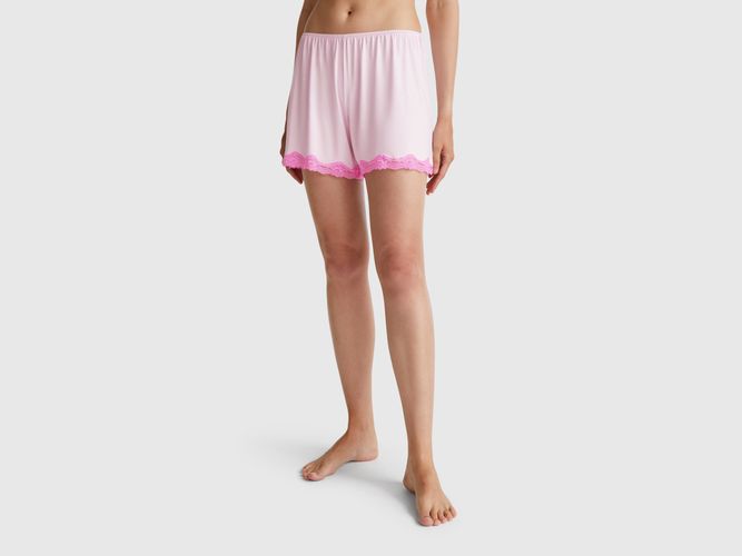 Benetton, Short Fluide Avec Dentelle, taille L, Rose Pastel - United Colors of Benetton - Modalova