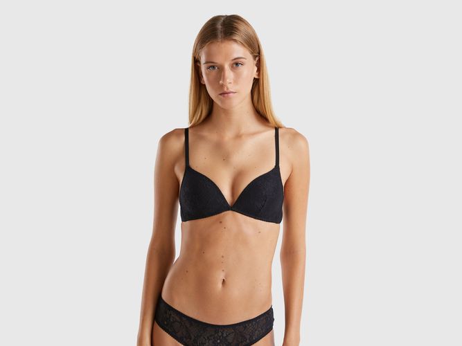 Benetton, Soutien-gorge Push-up En Dentelle Stretch, taille 100, Noir - United Colors of Benetton - Modalova