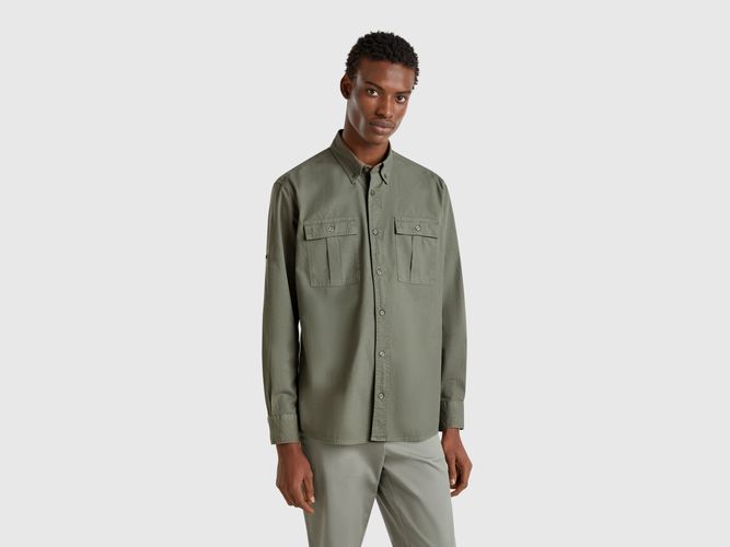 Benetton, Chemise Boutonnée Coupe Slim, taille XXL, Kaki - United Colors of Benetton - Modalova