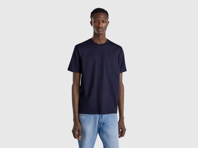 Benetton, T-shirt Bleu Nuit En Coton Bio À Petite Poche, taille XXL, Bleu Foncé - United Colors of Benetton - Modalova