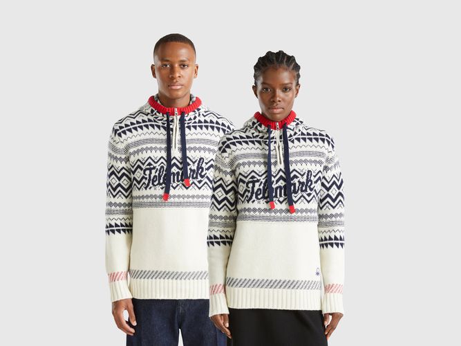 Benetton, Pull À Capuche Et Motif Ski, taille L, Crème - United Colors of Benetton - Modalova