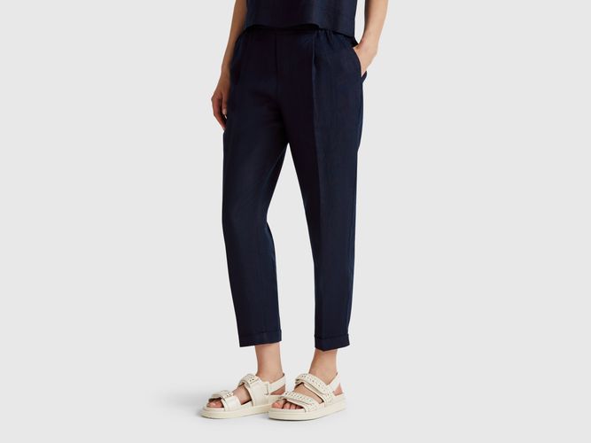 Benetton, Pantalon Coupe Classique En Pur Lin, taille L, Bleu - United Colors of Benetton - Modalova