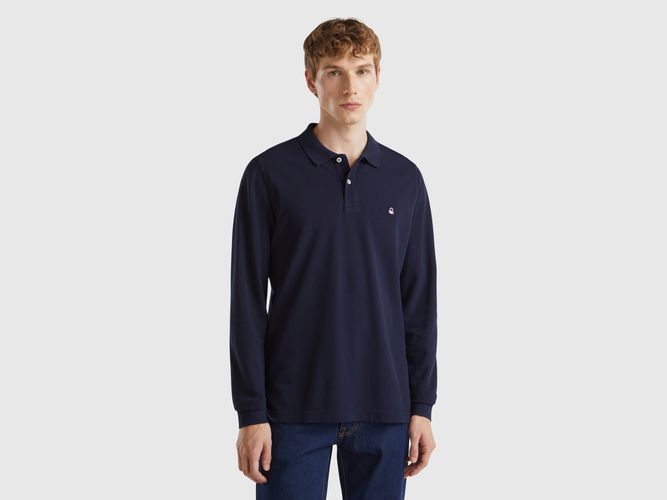 Benetton, Polo Manches Longues En Coton, taille L, Bleu Foncé - United Colors of Benetton - Modalova