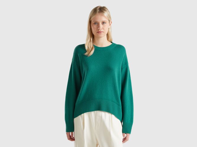 Benetton, Pull Coupe Boxy En Laine Mélangée, taille M, Vert Foncé - United Colors of Benetton - Modalova