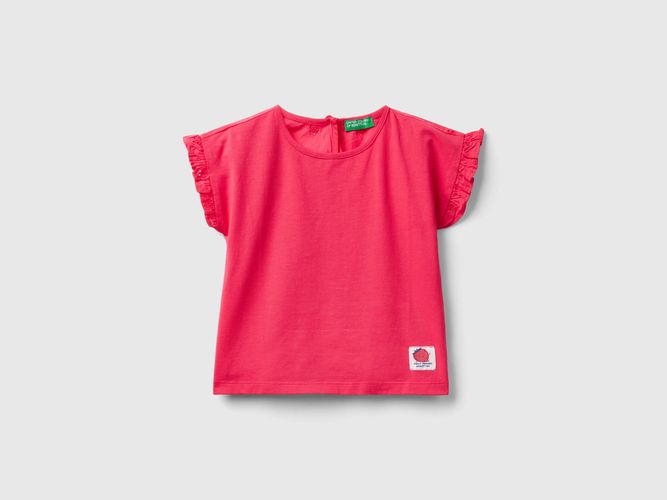 Benetton, T-shirt Con Rouches E Ricami Sangallo, taglia 98, Fucsia, Bambini - United Colors of Benetton - Modalova