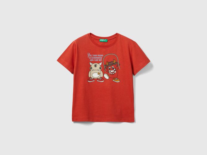 Benetton, Maglietta Con Stampa Animaletti, taglia 110, Rosso, Bambini - United Colors of Benetton - Modalova