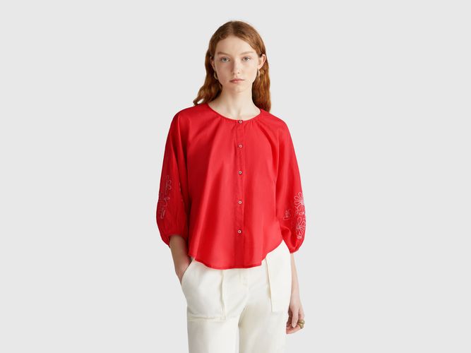 Benetton, Blouse Avec Broderie Florale, taille L, Rouge Brique - United Colors of Benetton - Modalova
