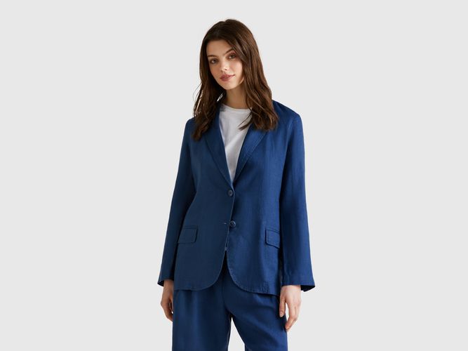 Benetton, Blazer En Pur Lin, taille, Bleu Horizon - United Colors of Benetton - Modalova