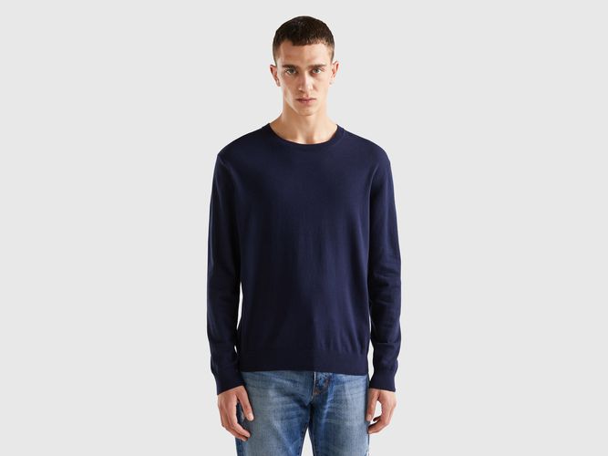 Benetton, Pull Léger À Col Rond En Coton Mélangé, taille XXL, Bleu Foncé - United Colors of Benetton - Modalova