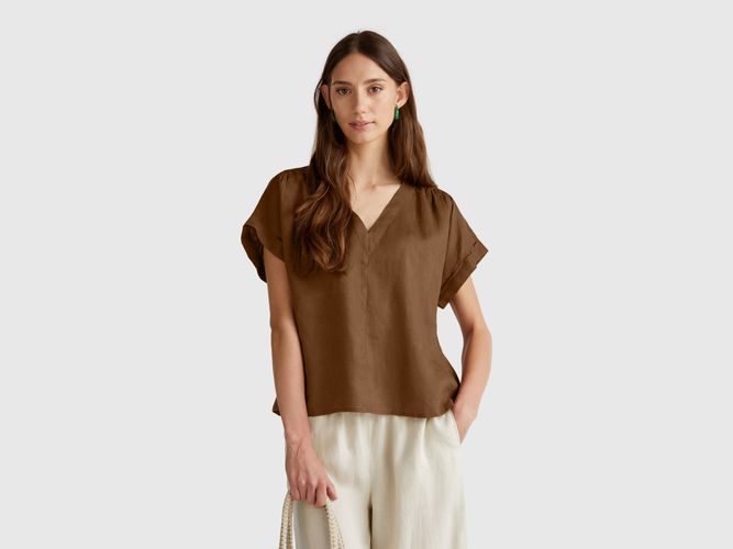 Benetton, Chemisier Pur Lin, taille L, Marron - United Colors of Benetton - Modalova