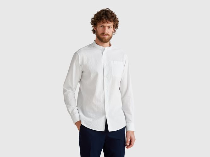Benetton, Chemise Coréenne Rayée, taille XXL, Crème - United Colors of Benetton - Modalova