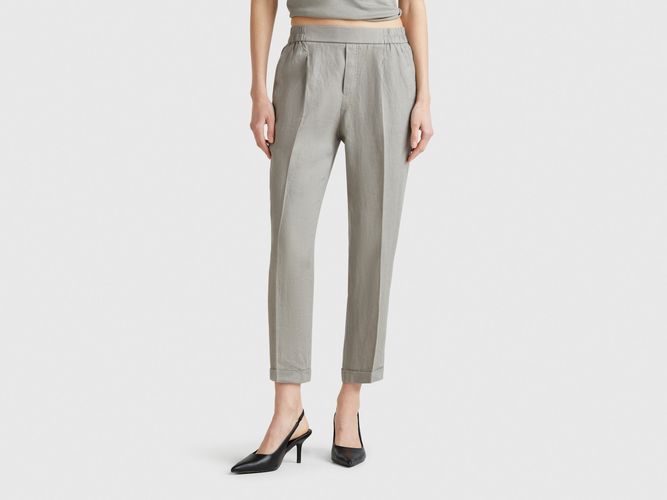 Benetton, Pantalon Court En 100% Lin, taille L, Gris - United Colors of Benetton - Modalova